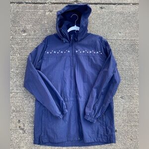 Vtg 80/90 Northern Reflections Blue Nylon Floral Embroidered Rain Utility Jacket